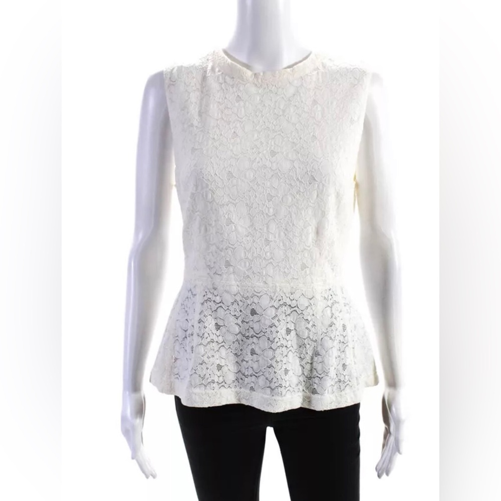 Rebecca Taylor Ivory Sleeveless Lace Shell Top ~ Size 8 - Picture 8 of 11